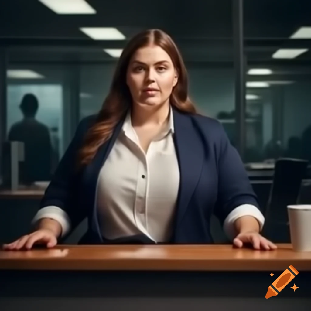 Secretary woman standing behind counter