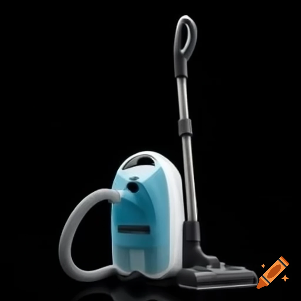 Realistic mini portable vacuum cleaner on black background with horror theme
