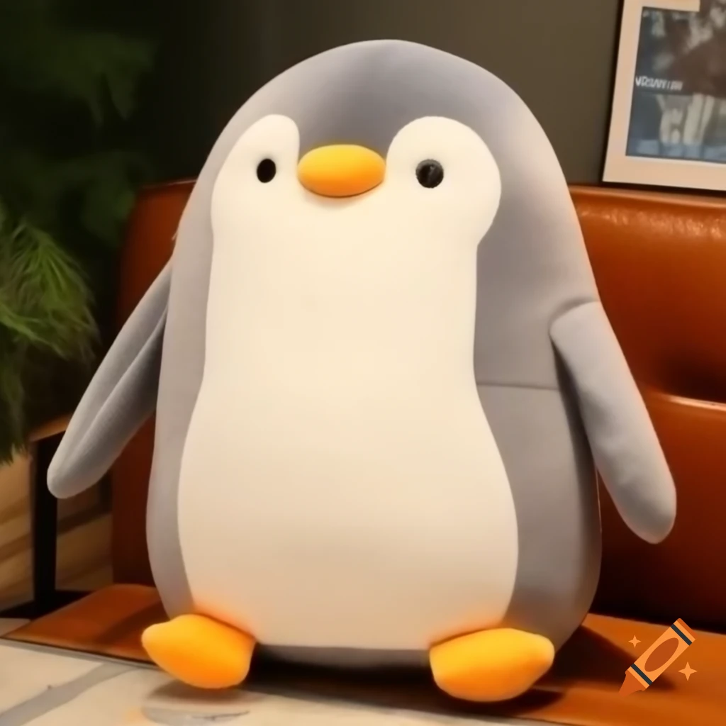 Cute giant chubby grey penguin plushie