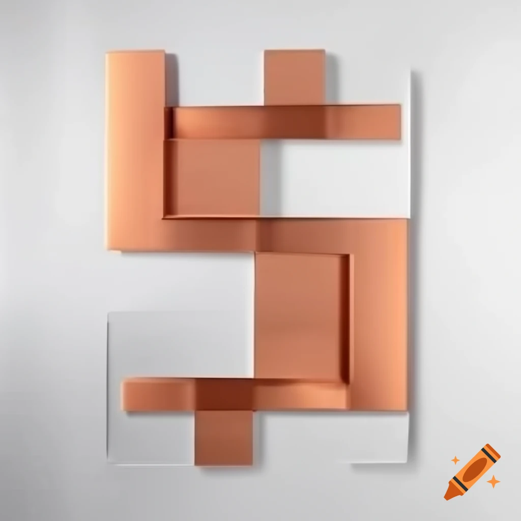 Modern minimalist wall art with copper and aluminum tubes creating patterns