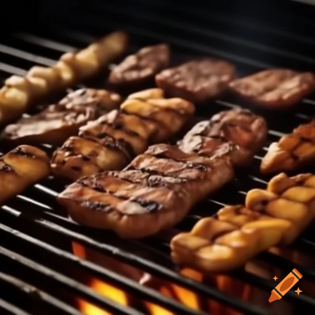 Argentinian parrilla with grilled meats and vegetables