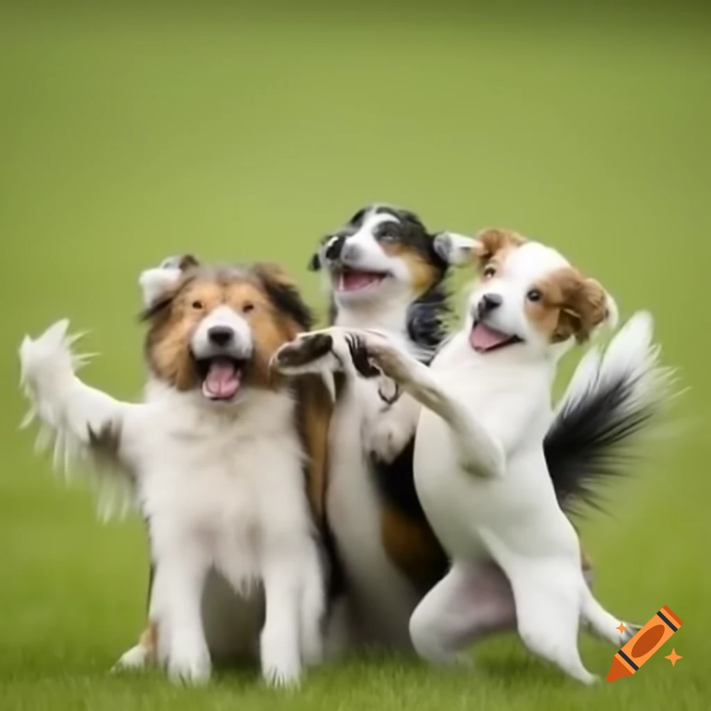 Dogs playfully wagging their tails