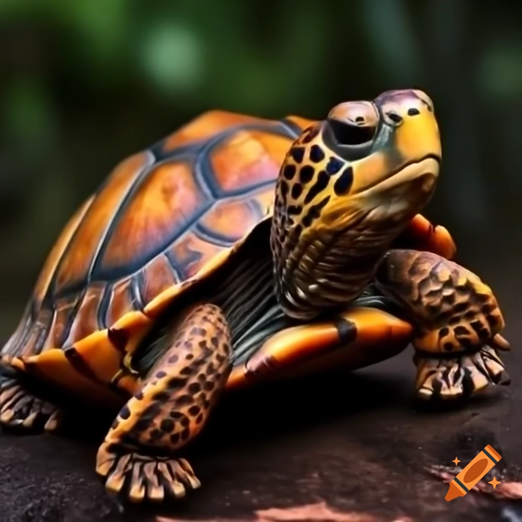 Mottled fiery red turtle species
