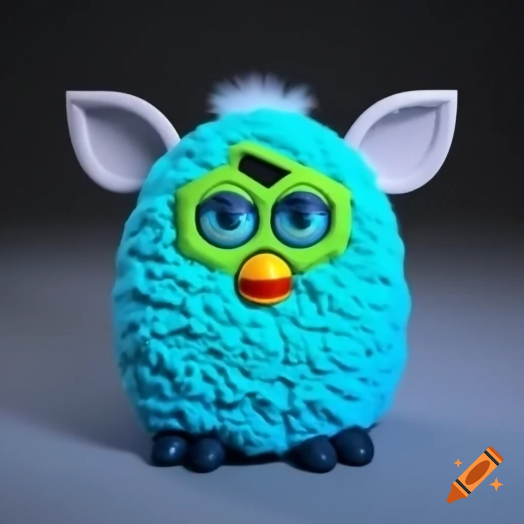 Cyan 3D printed Furby toy