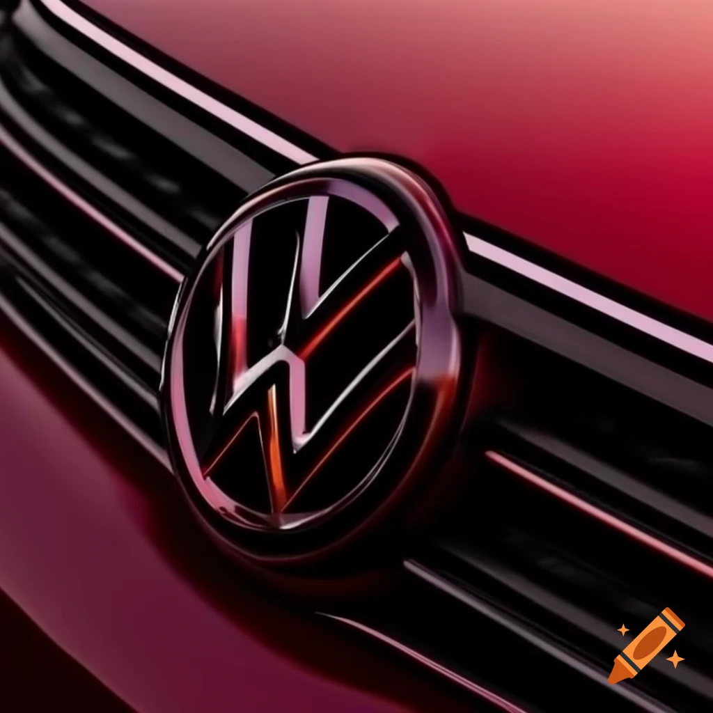 Volkswagen logo in black on red background