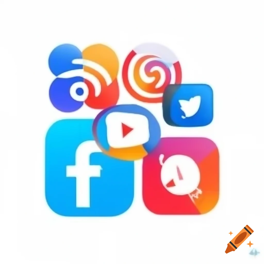 Social media job concept with logos, Facebook and internet related