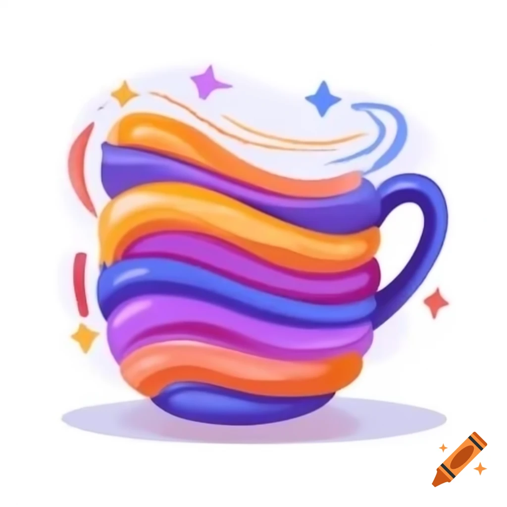 Vibrant swirl of colors on ceramic cup for joyful mornings