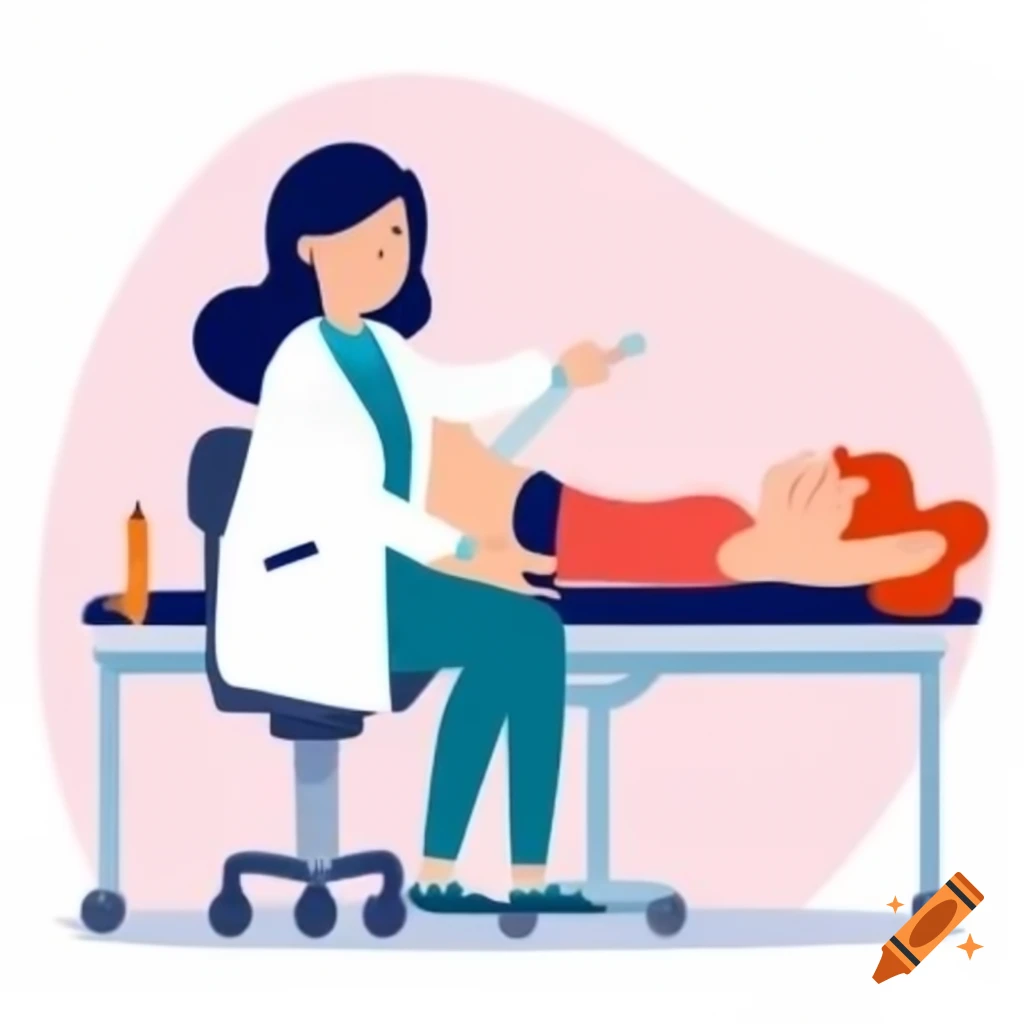 Female doctor examining patient in examination chair