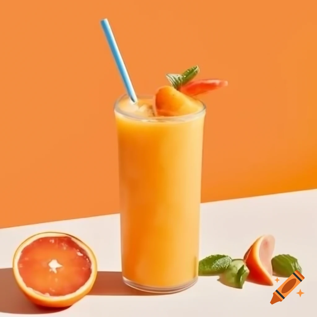 High glass cocktail with ice and bright orange color, garnished with orange slice and mint