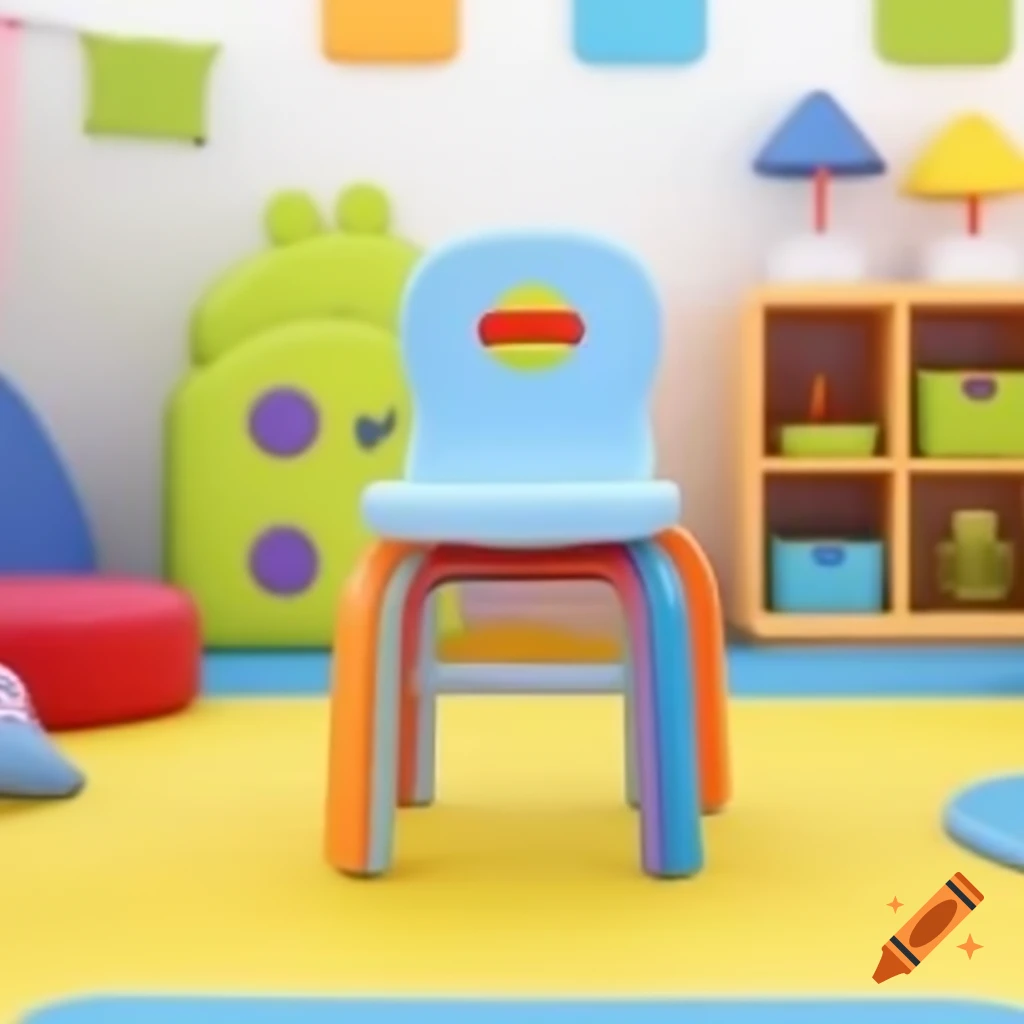 Colorful chair in a playful kindergarten nursery room
