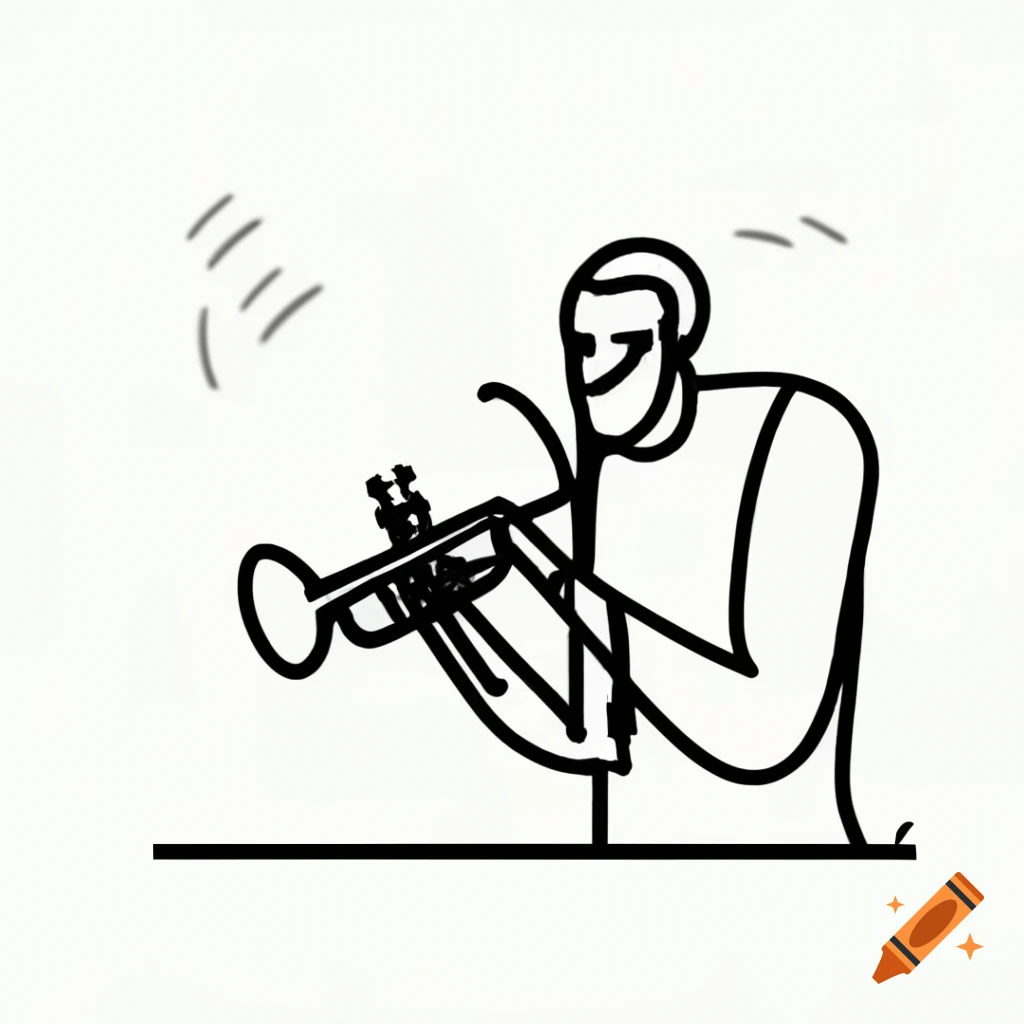 Minimalist depiction of Louis Armstrong playing trumpet with jazz elements