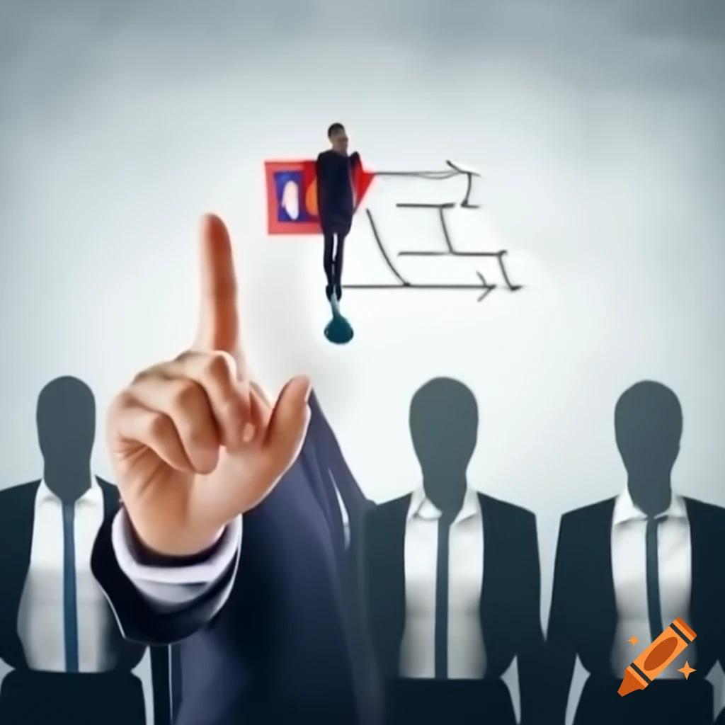 Person leading a team towards a common goal in professional and ...