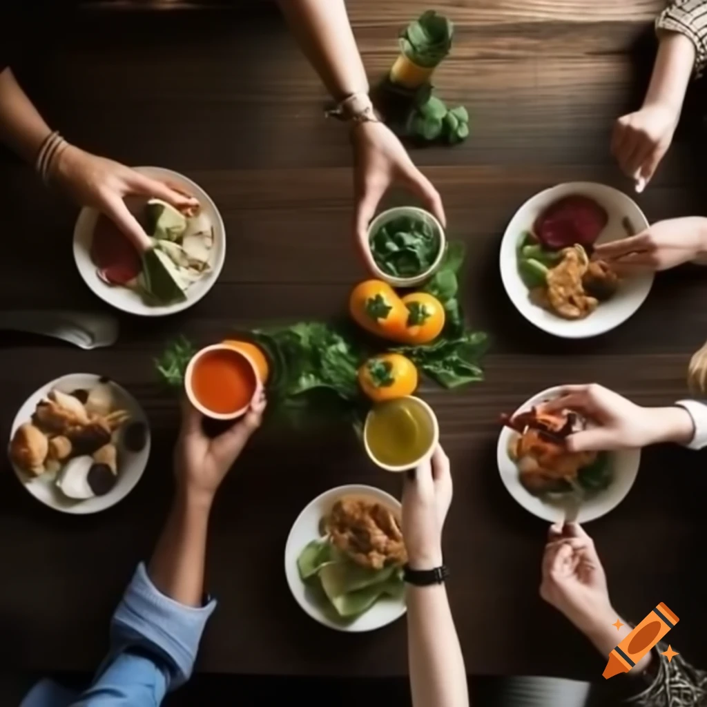 Hands of diverse people affirming right to healthy food with vegetables