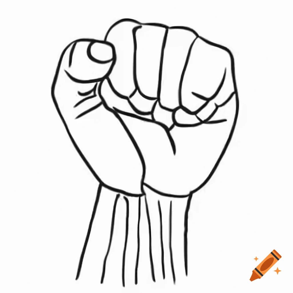 Raised fist illustration by a student