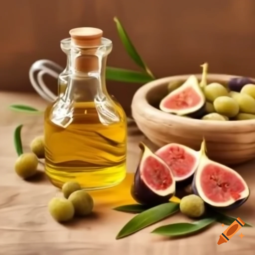 Olive oil with pomegranate, figs, honey, dates, and grapes