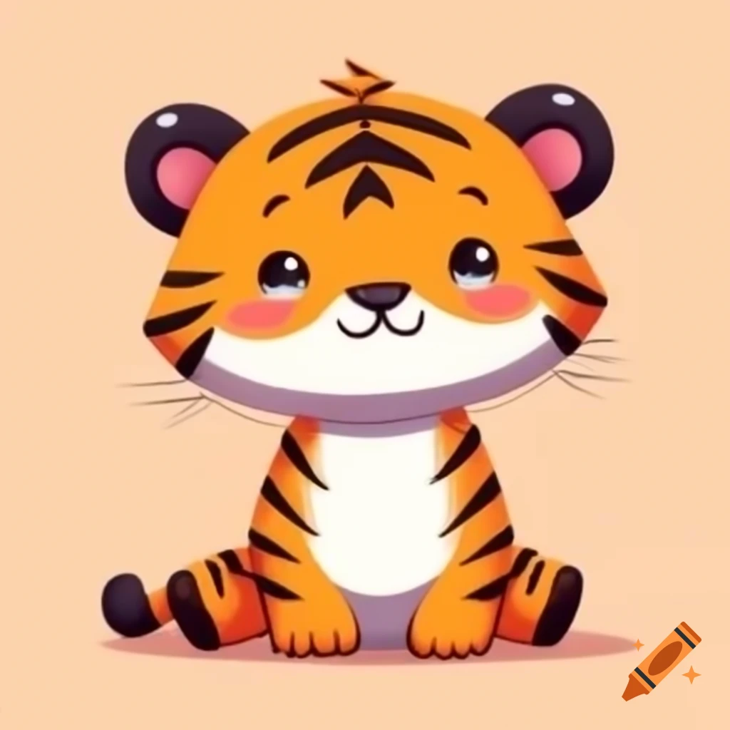 Cute 2D illustration of a tiger
