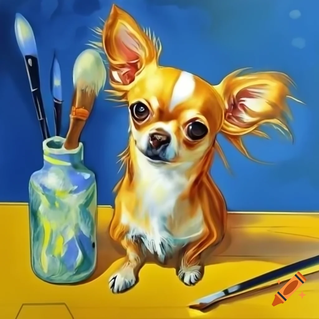 Chihuahua painting in Van Gogh style