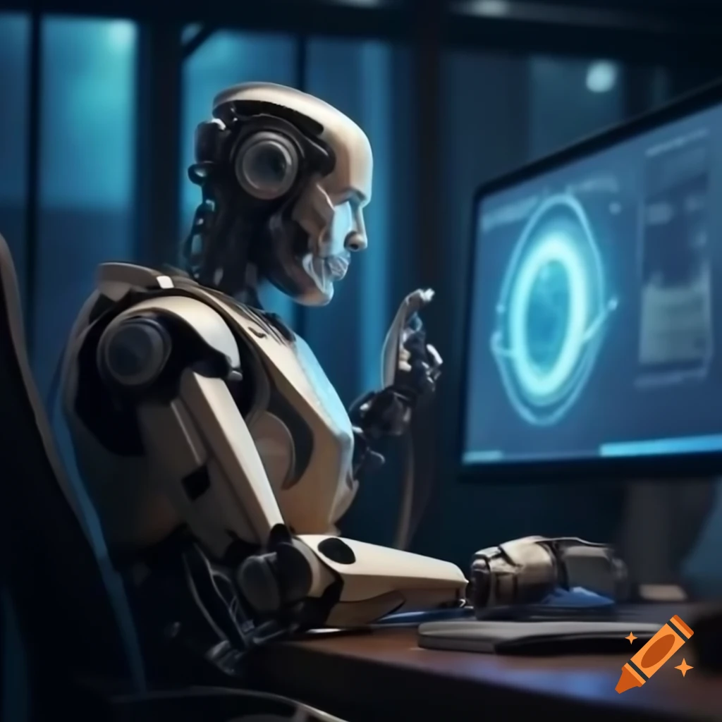 Robotic hand handing over mystic cubicle to human, illustrating AI-human collaboration