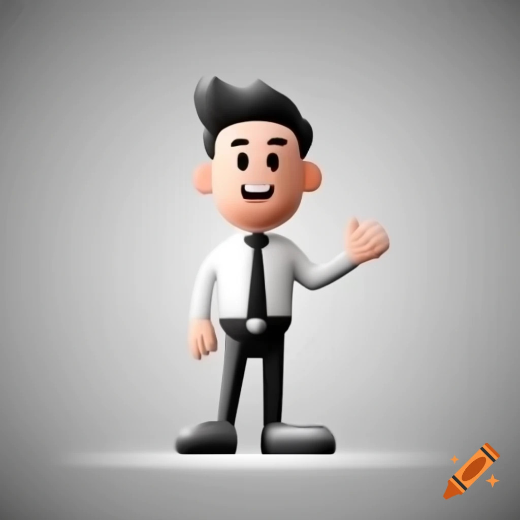 3D character illustration related to digital marketing in black and white
