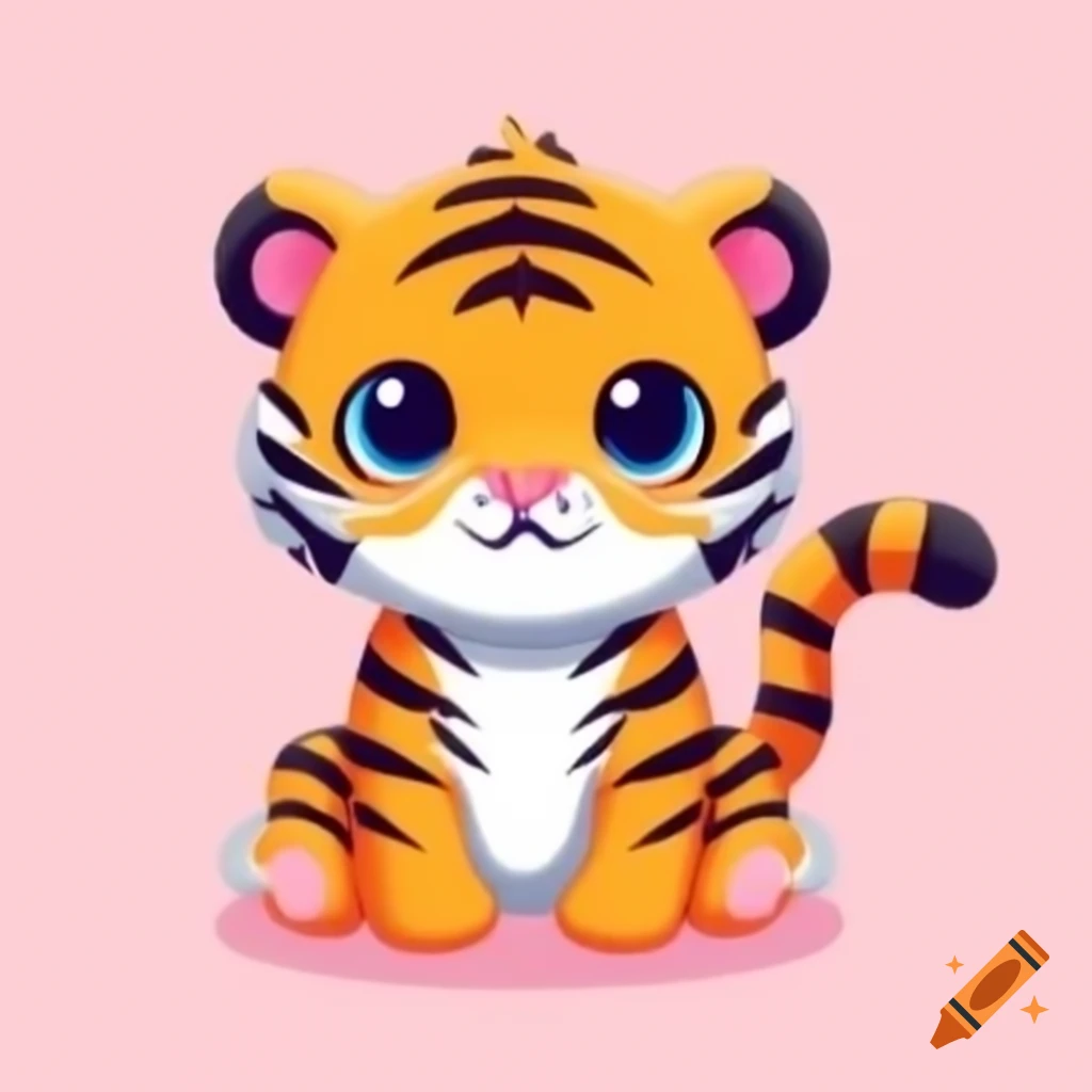 Cute 2D illustration of a tiger