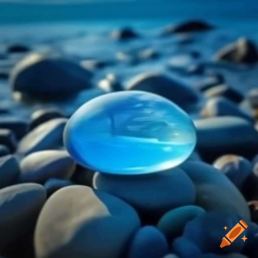 Blue stone submerged in lake water