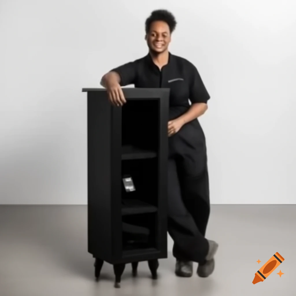 Smiling black woodworker in professional attire