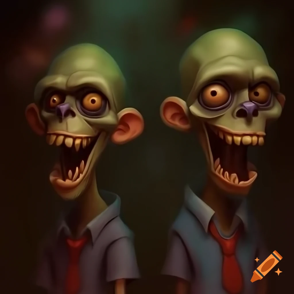 Digital painting of two zombies waltzing