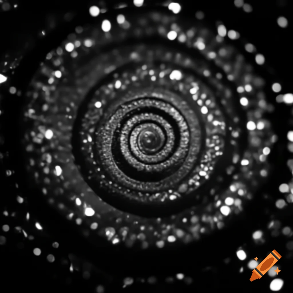 Black and grey glitter spiral design