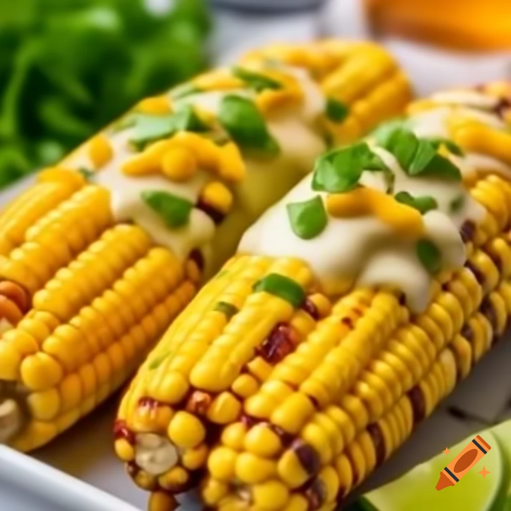 Mexican BBQ corn with cilantro garnish