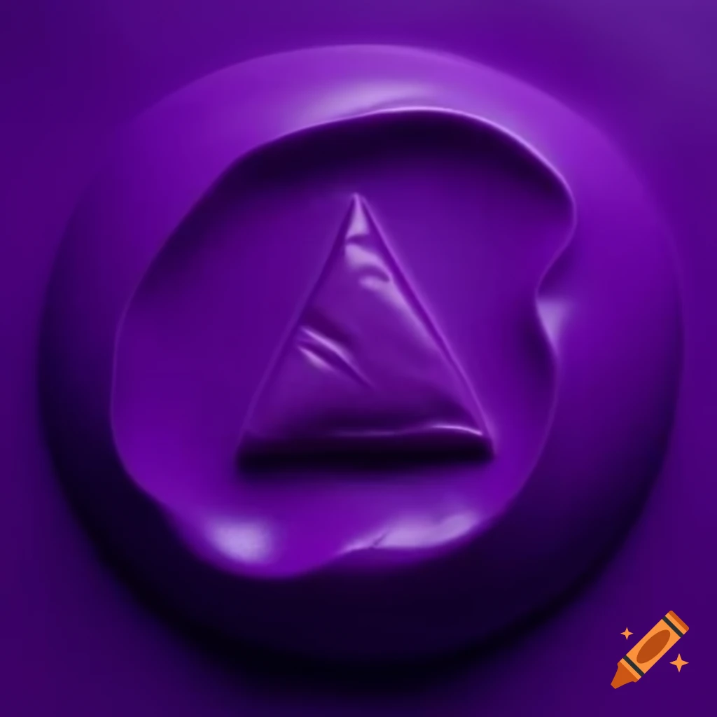 Vibrant purple triangular dough with smooth texture surrounded by colorful whimsical text