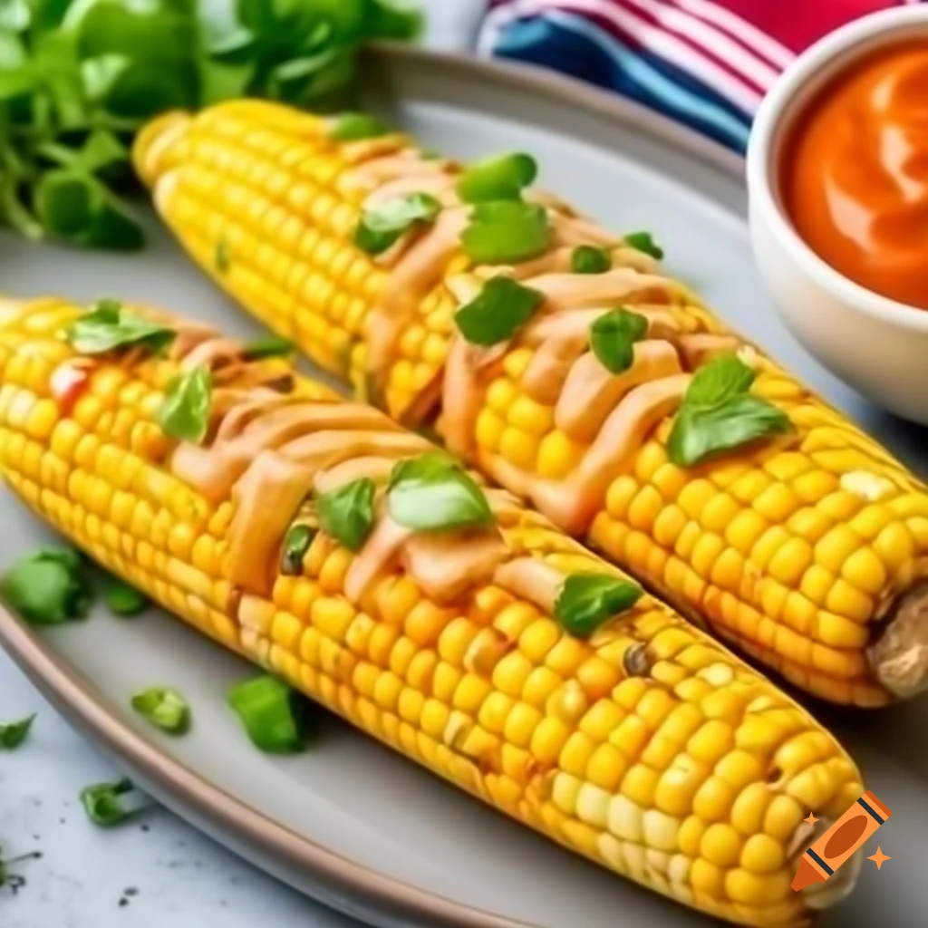 Mexican BBQ corn with cilantro garnish