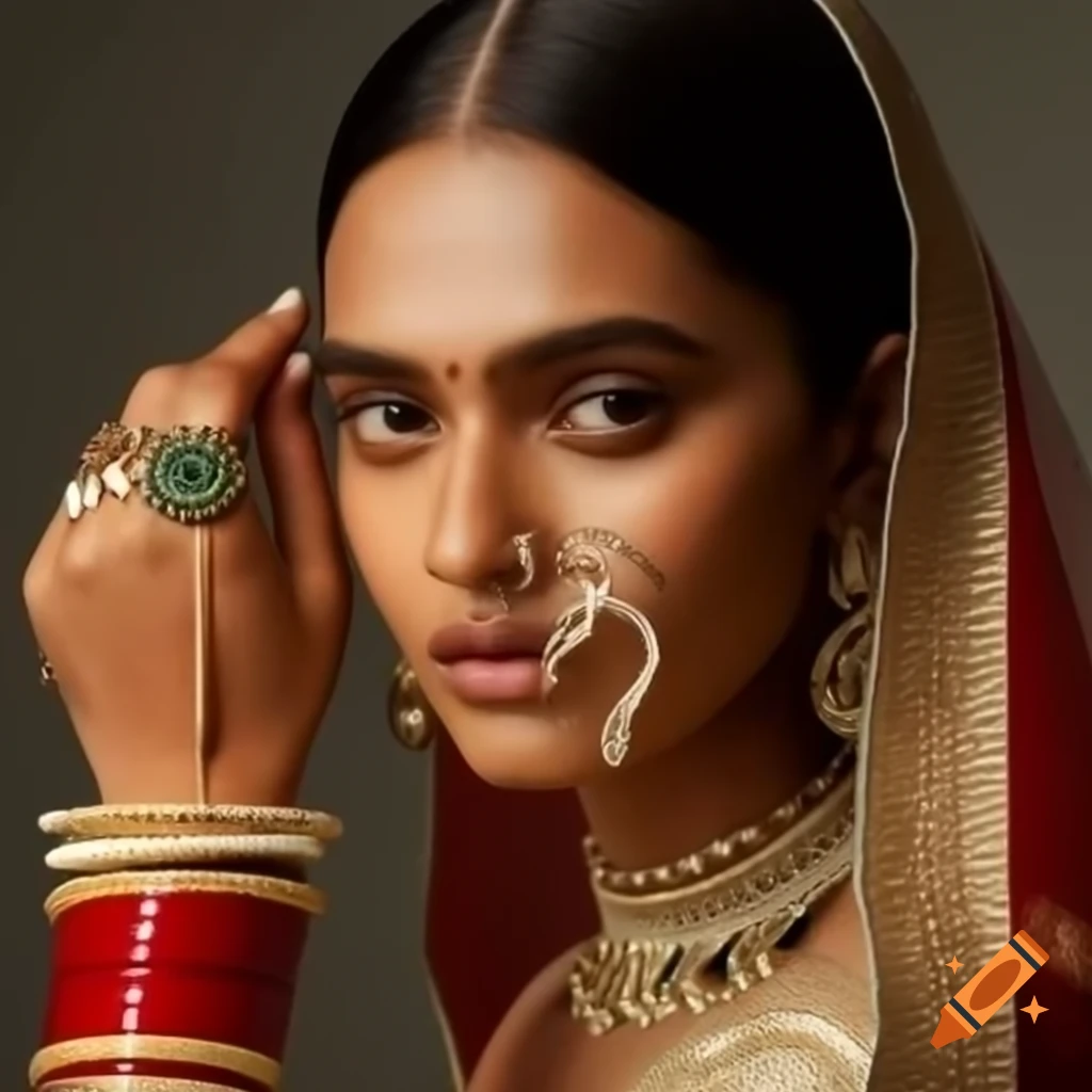 Fashion model showcasing traditional sharee and bangles
