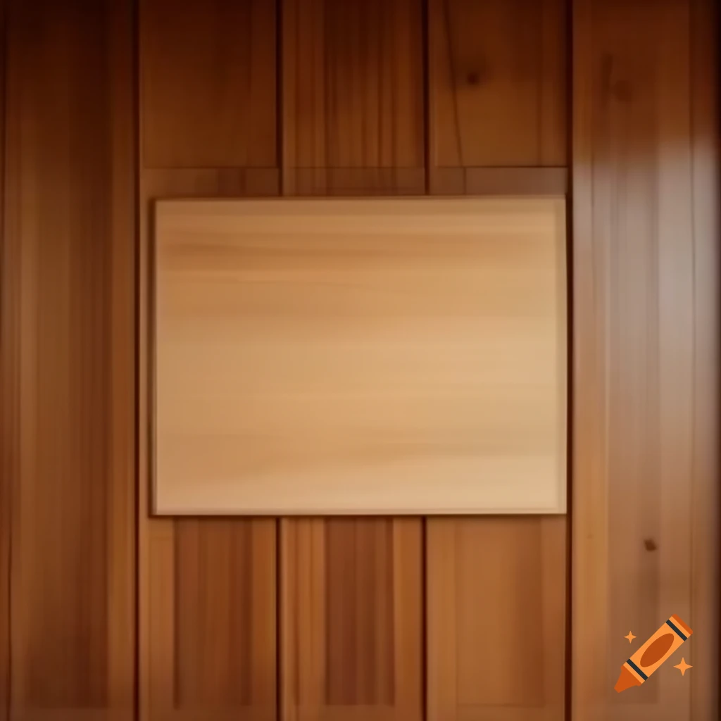 Large wooden board mounted on wooden wall