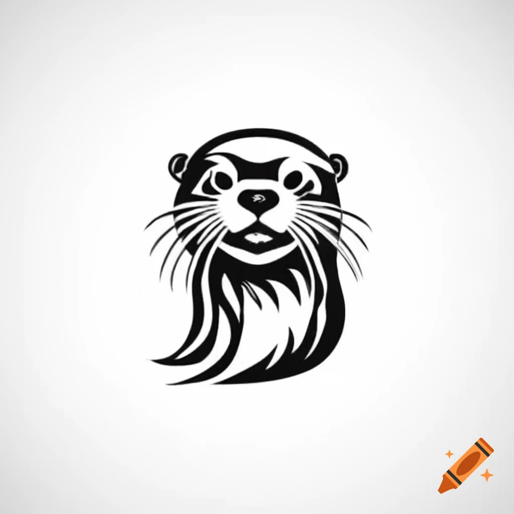Linocut style logo featuring an otter