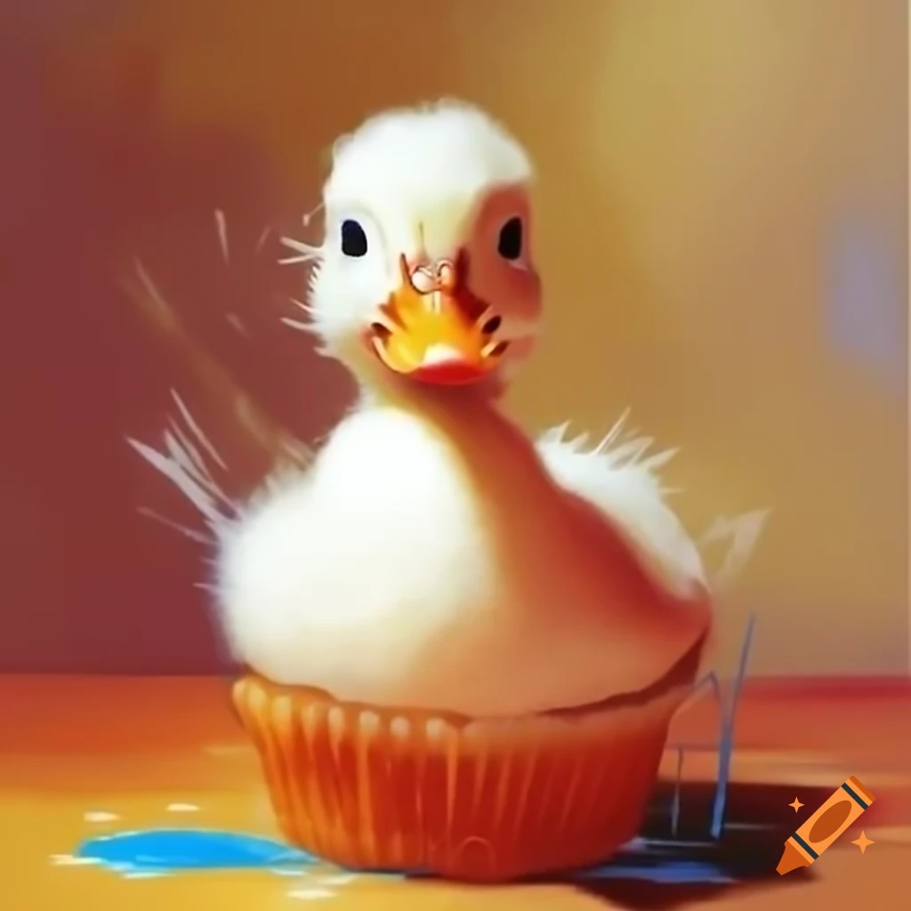 Muffin designed to resemble a duck