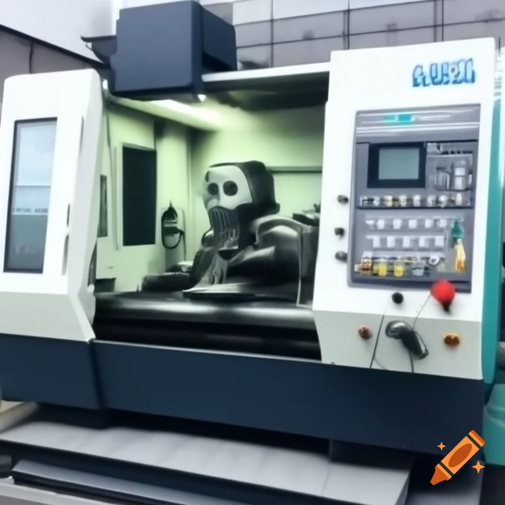 CNC lathe with workpiece in chuck and control panel