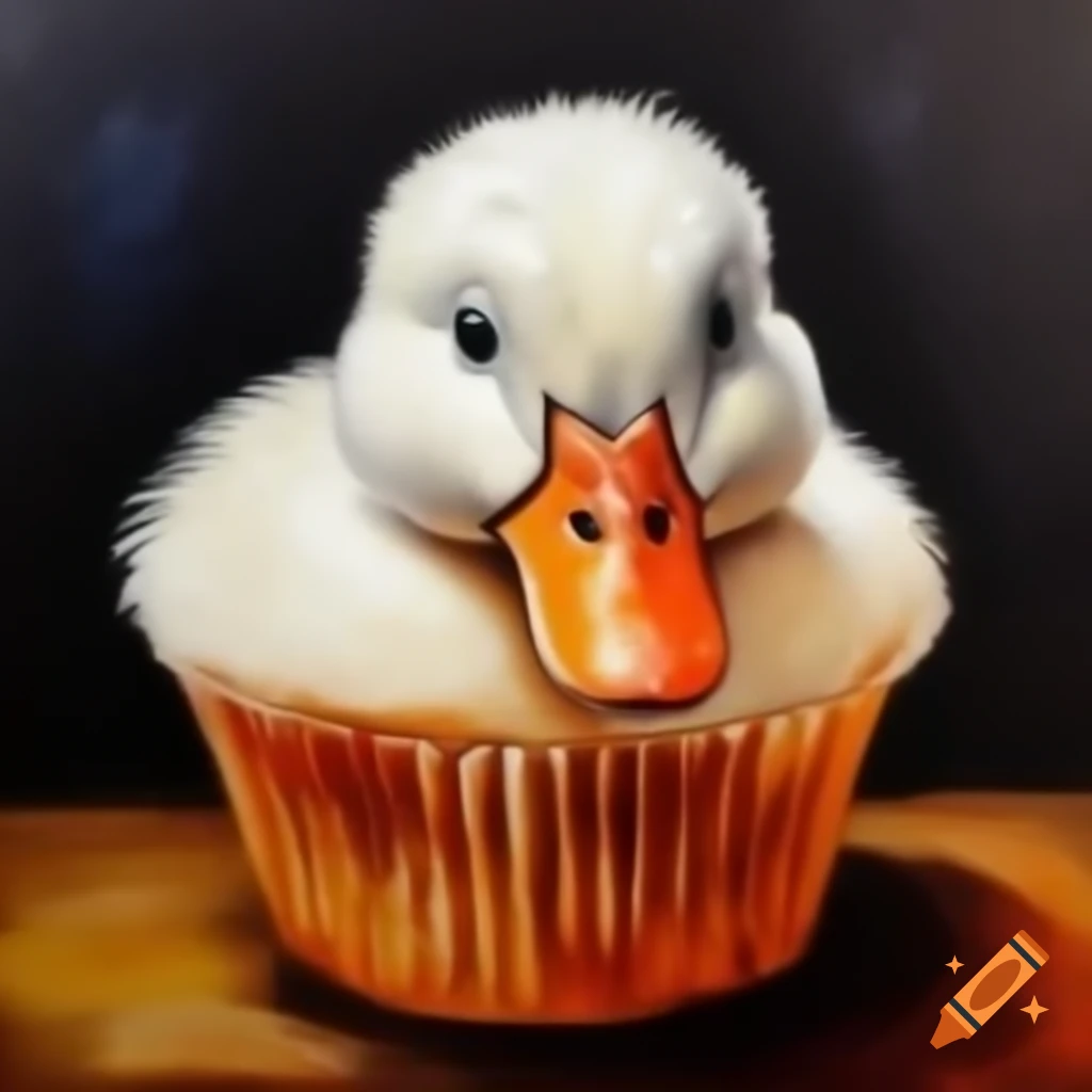 Muffin designed to resemble a duck