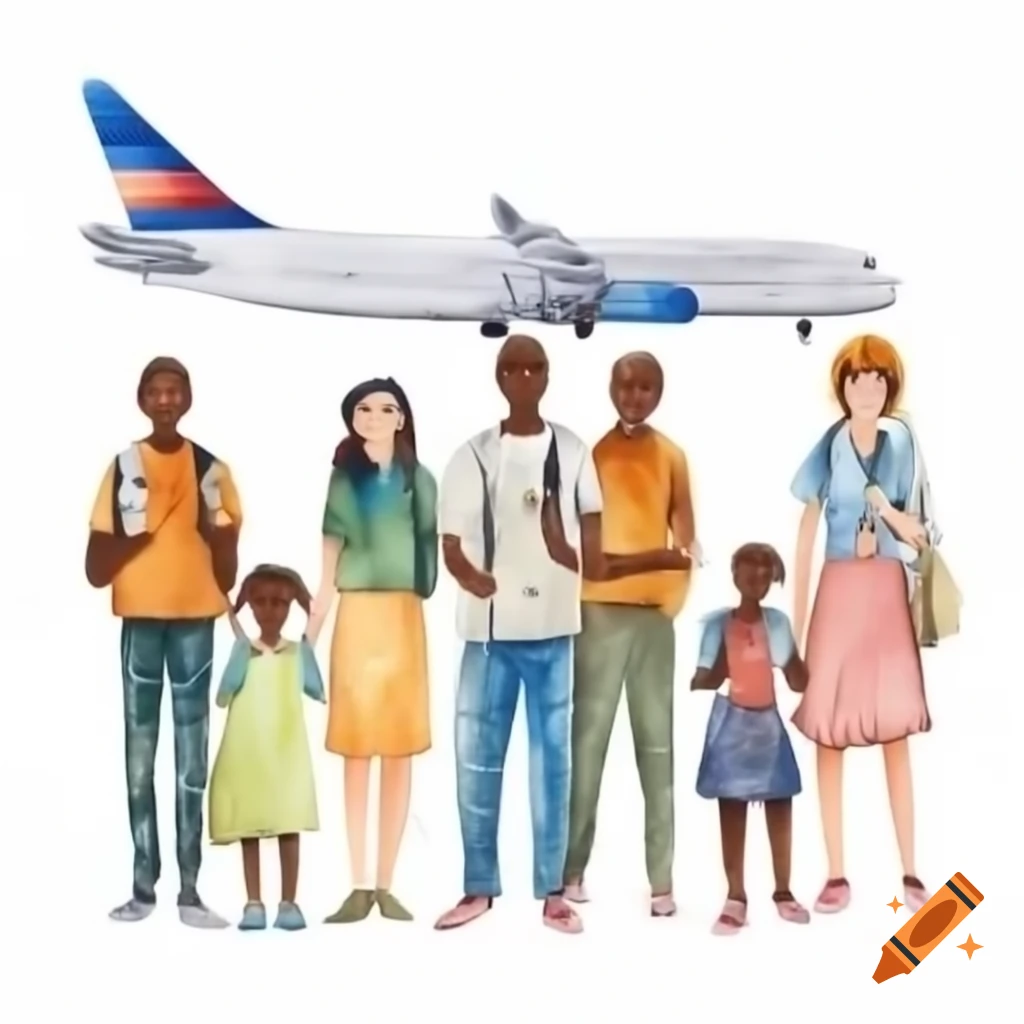Cartoon of Sierra Leone orphans meeting adoptive parents at airport