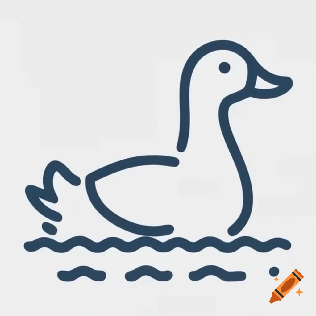 2D outline icon of a duck swimming