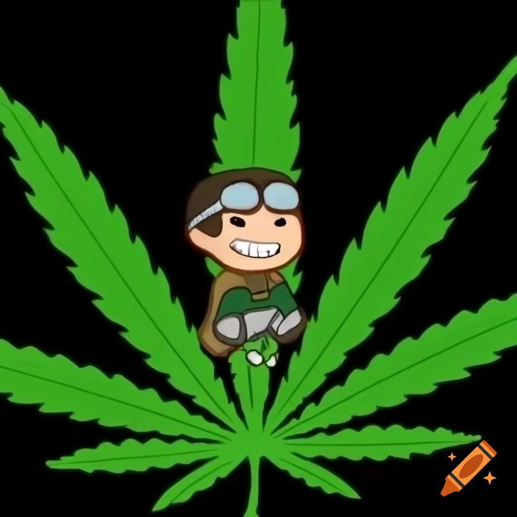 Character design crafted from a marijuana leaf in NFT style