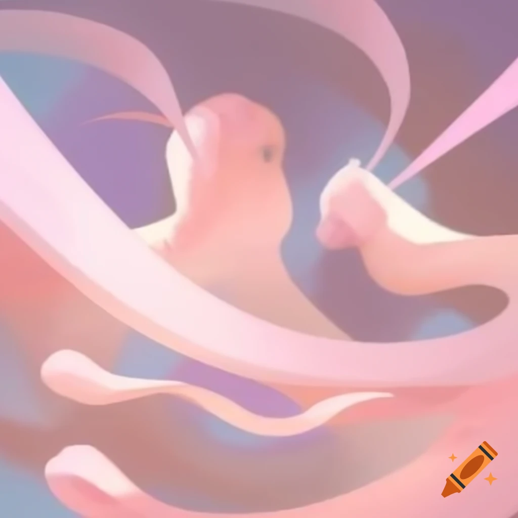 Abstract artwork exploring mystery and playfulness in soft pastel colors