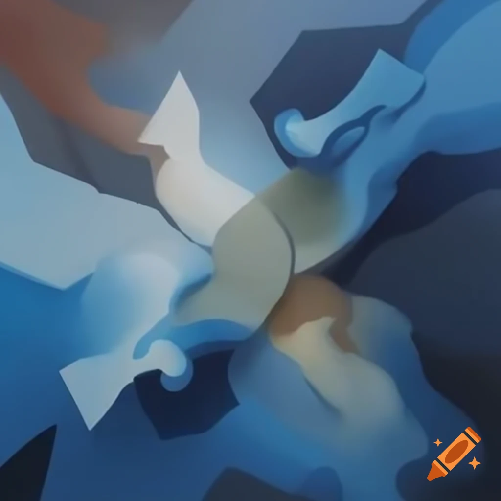 Abstract artwork exploring mystery, strength, and heritage with deep blues, earthy browns, and soft white