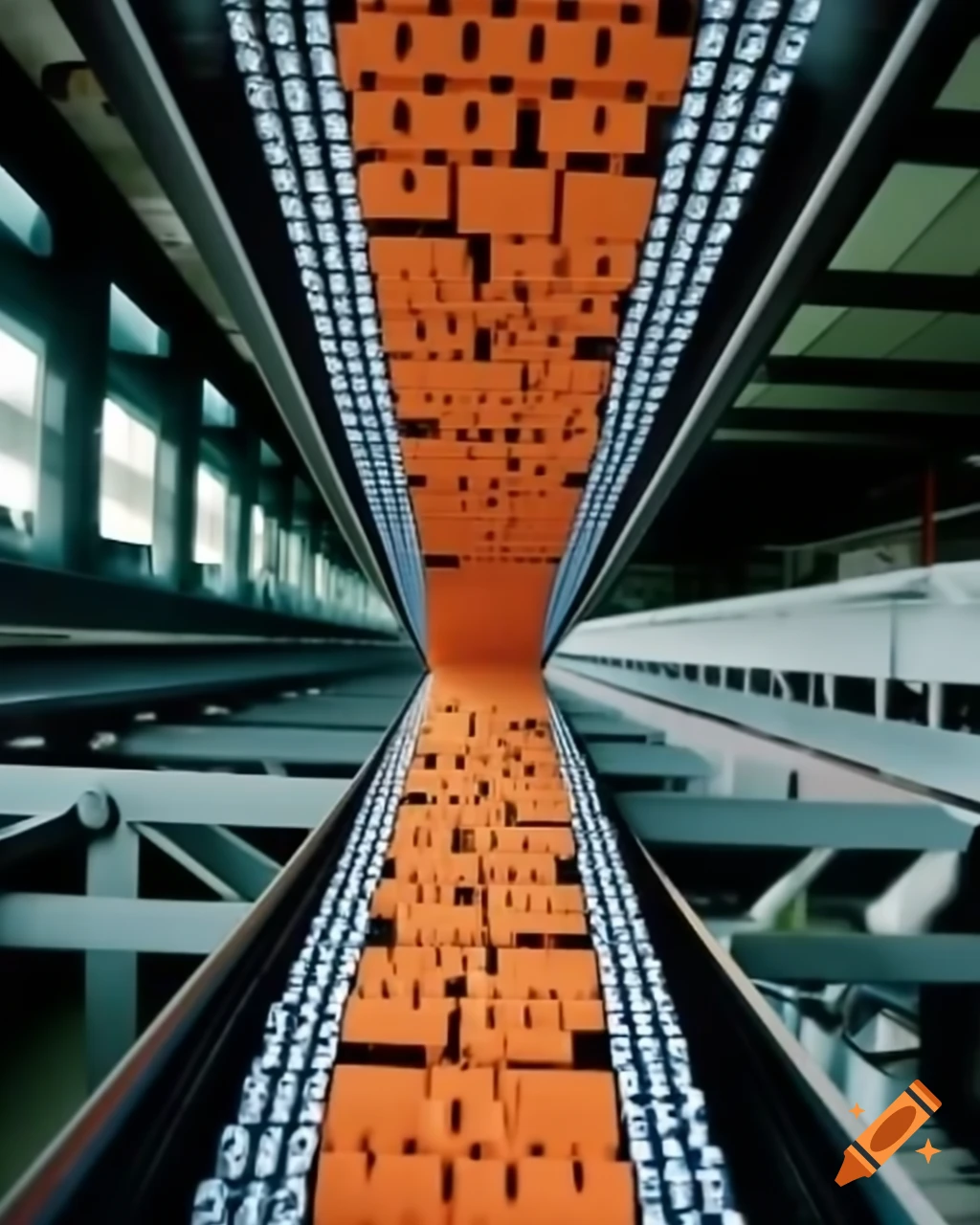 Conveyor belt throwing blocks