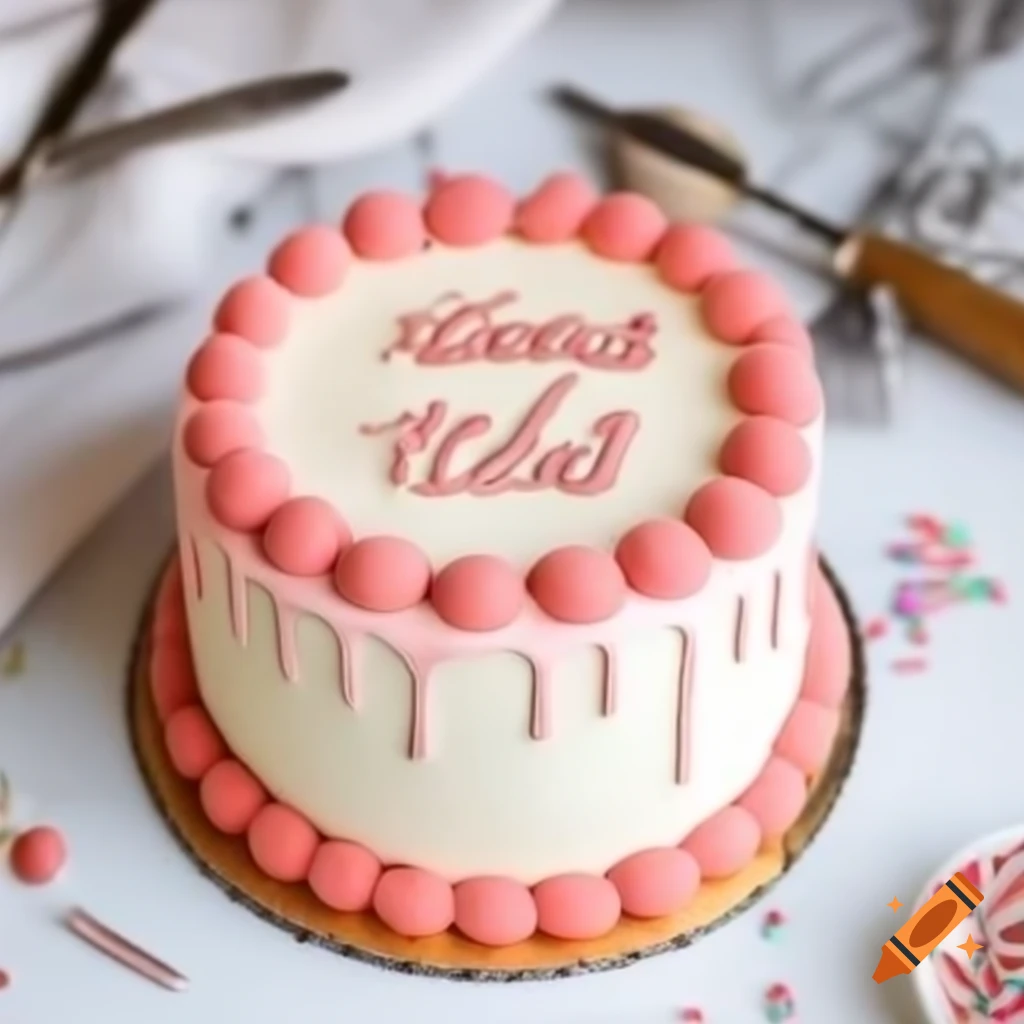 Delicious birthday cake with sprinkles and 'Melbin' written in icing