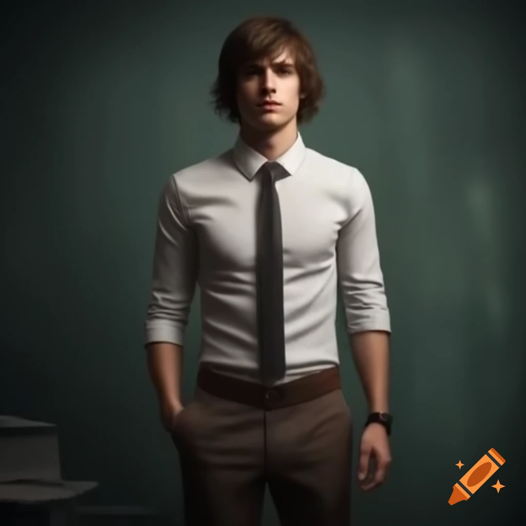 26-year-old male office worker in business casual attire with an adventurous personality