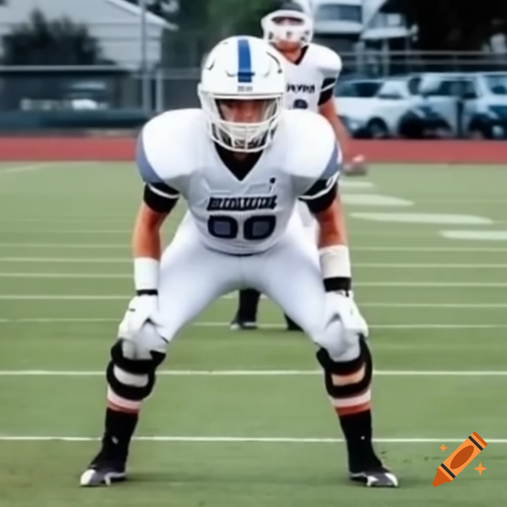 White football player in action on the field