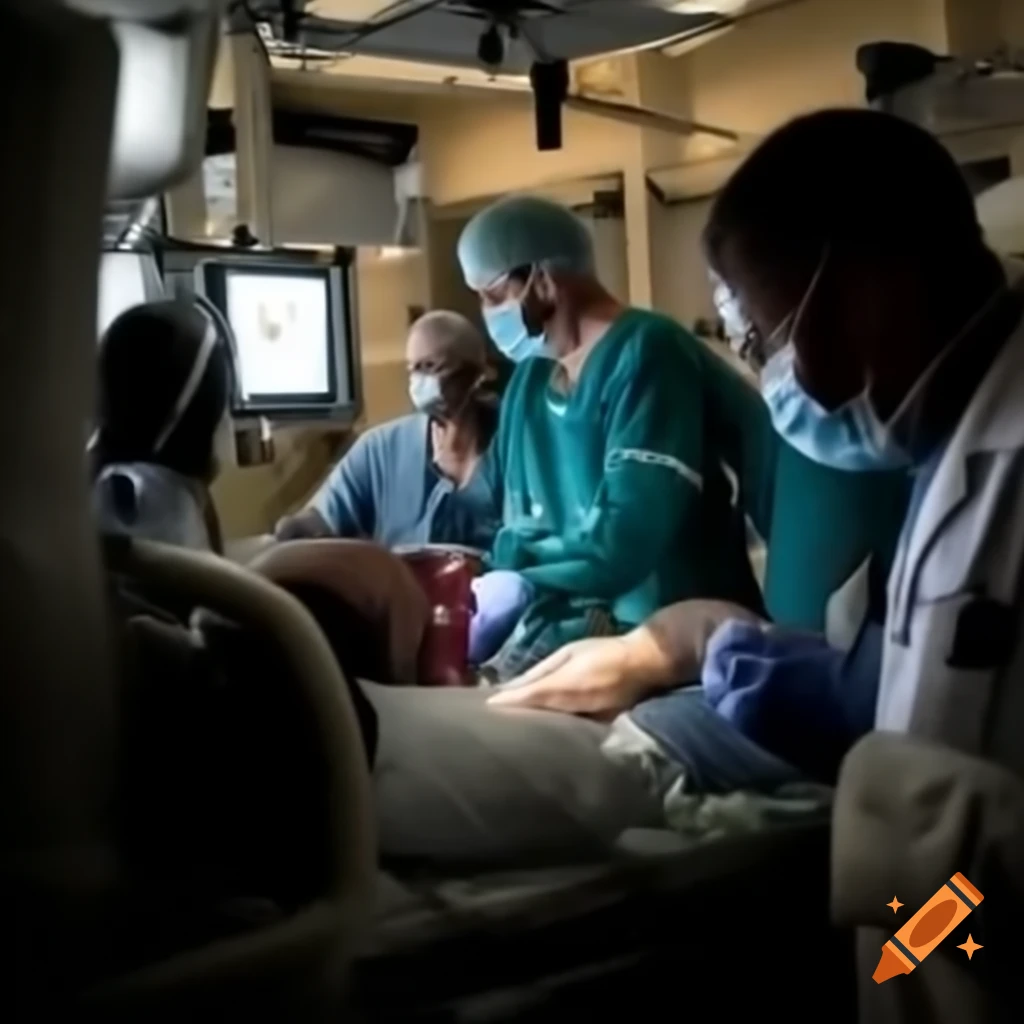 Emergency physician providing care to trauma patient in chaotic emergency department