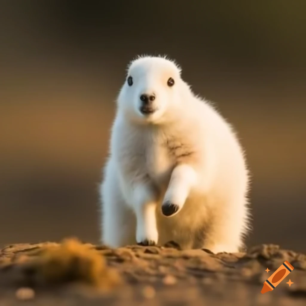 White prairie dog lamb hybrid basking in sunrise