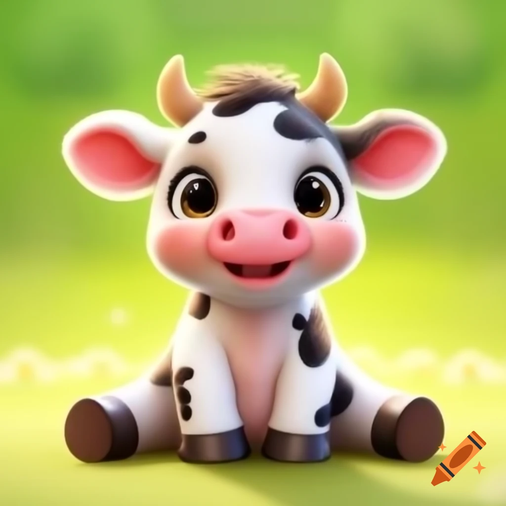 Cute cartoon baby cow