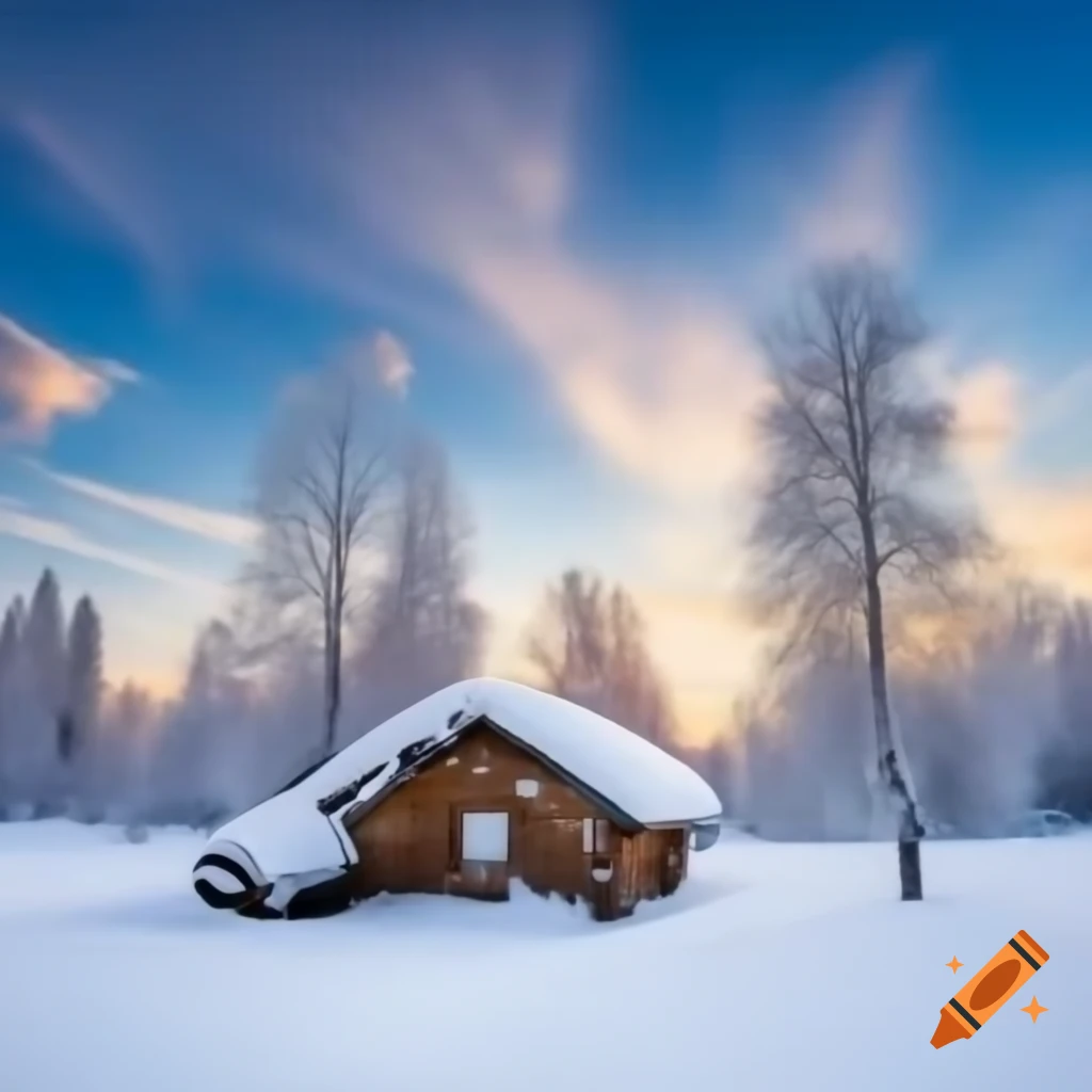 Snowdrifts in winter landscape